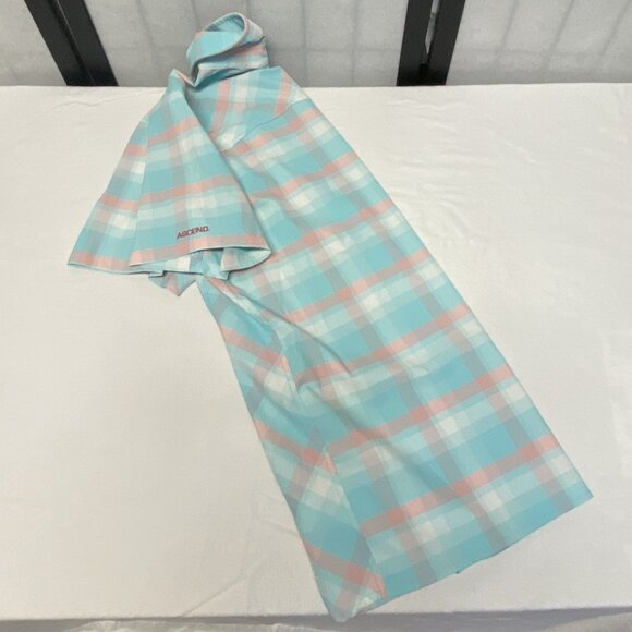 Ascend Short Sleeve Button Up Activewear Hike Camp Shirt Aqua Peach Plaid NWOT M - Picture 10 of 12
